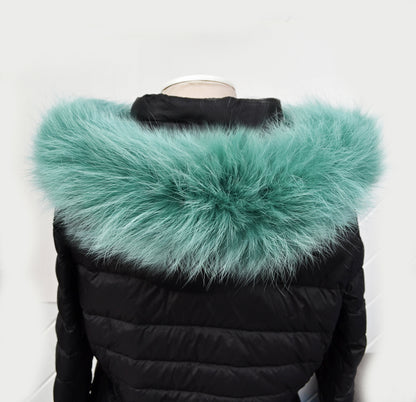 Green Parka Fur Trim – genuine Arctic fox fur pieces – image 2