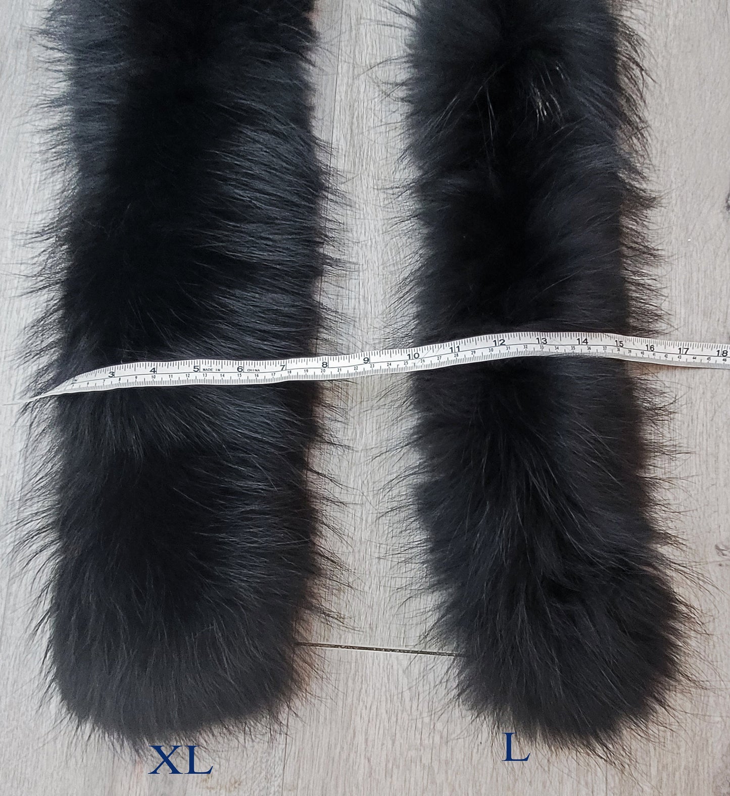 READY to SHIP XL Large Blue Real Raccoon Fur Collar, Fur Trim for Hoodie, Raccoon Fur Collar, Fur Scarf, Fur Ruff, Hood , Buttons included