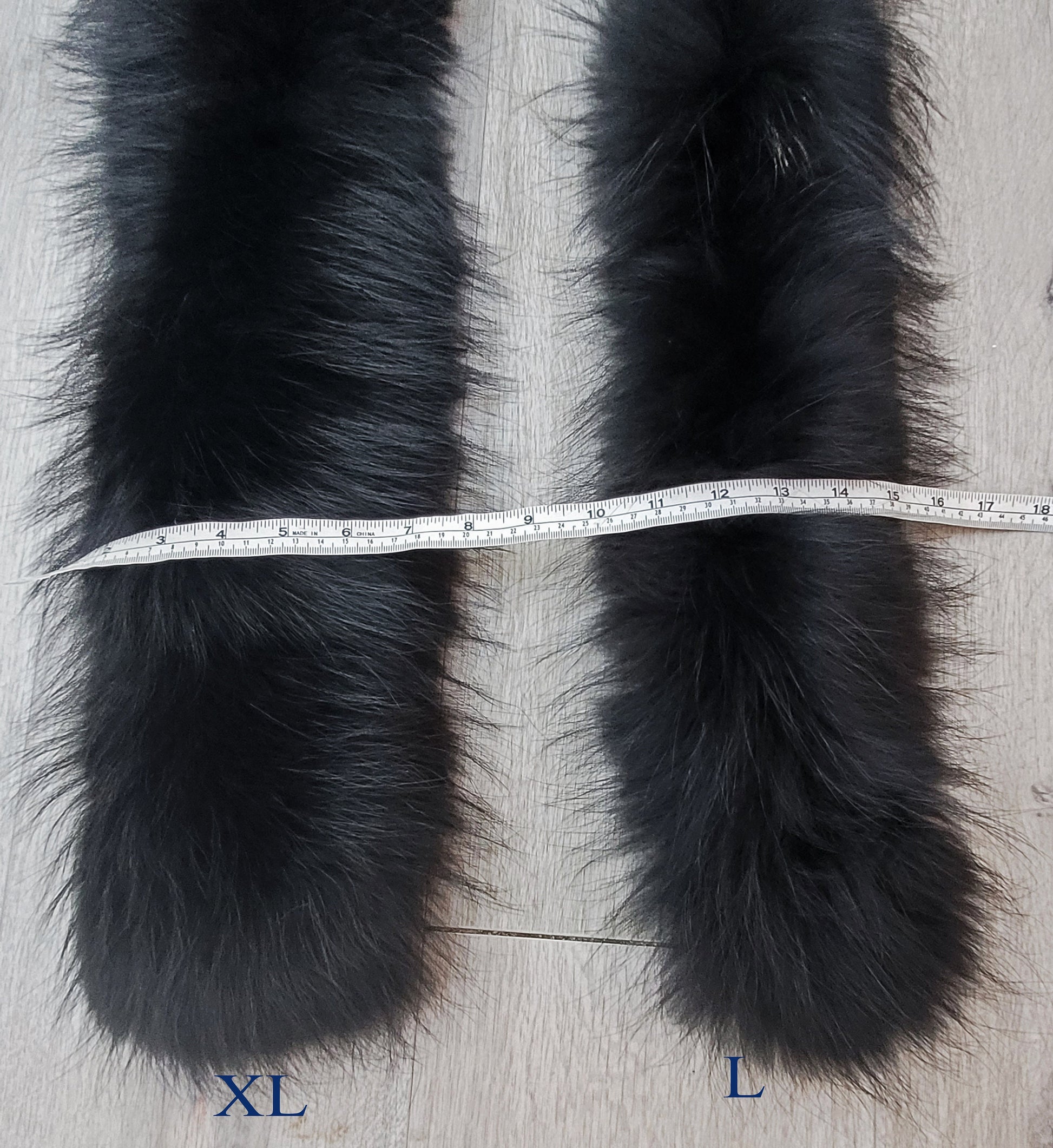 BY ORDER XL Large Blue Real Raccoon Fur Collar, Fur Trim for Hoodie, Raccoon Fur Collar, Fur Scarf, Fur Ruff, Hood , Buttons included