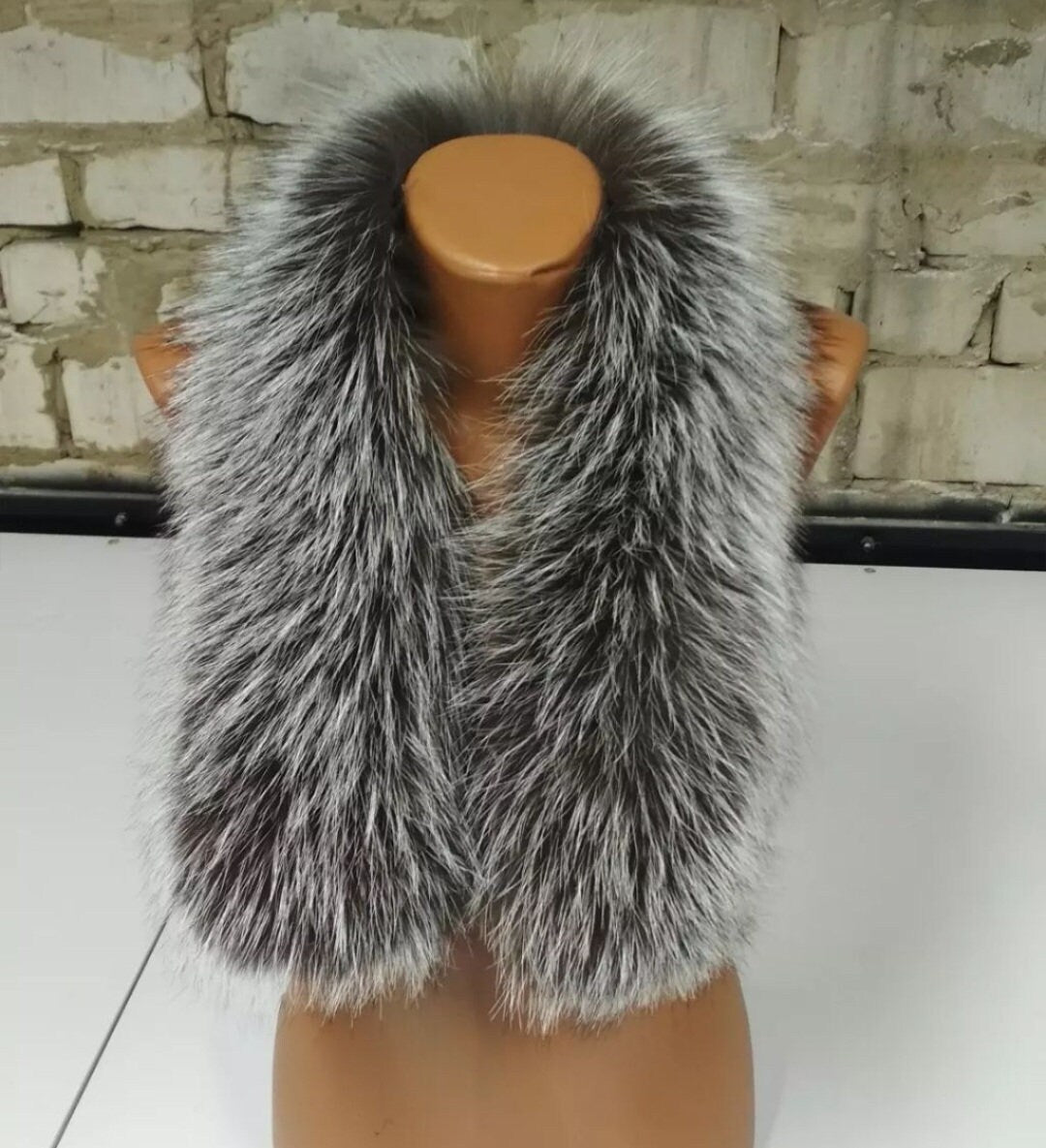 BY ORDER (not Tail) XL Extra Large Real Silver Fox Fur Trim Hood, Fur collar trim, Fox Fur Collar, Fur Scarf, Fur Ruff, Fox Fur Hood, Jacket