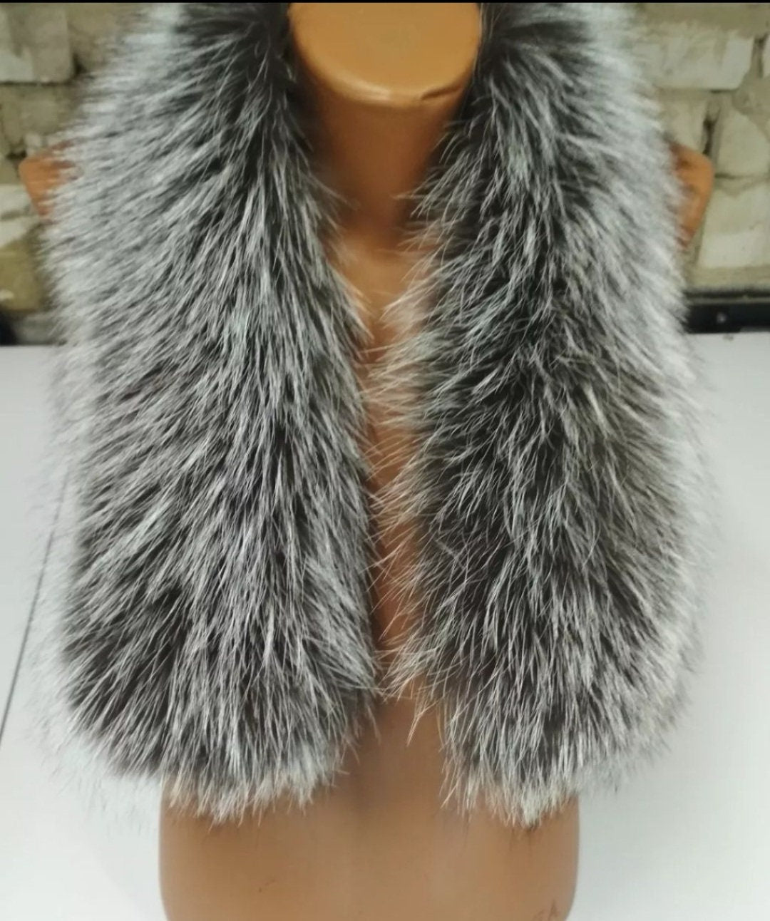 BY ORDER (not Tail) XL Extra Large Real Silver Fox Fur Trim Hood, Fur collar trim, Fox Fur Collar, Fur Scarf, Fur Ruff, Fox Fur Hood, Jacket