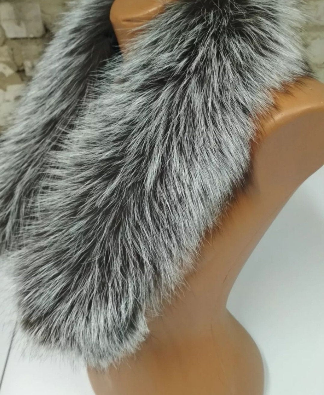 BY ORDER (not Tail) XL Extra Large Real Silver Fox Fur Trim Hood, Fur collar trim, Fox Fur Collar, Fur Scarf, Fur Ruff, Fox Fur Hood, Jacket