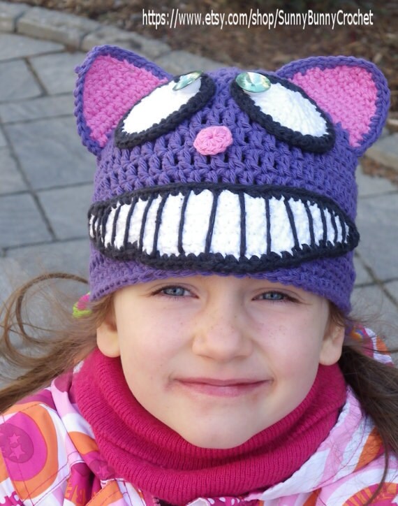 Cheshire Cat Crochet Hat Pattern: Alice in Wonderland Animal Beanie (PDF Pattern)
