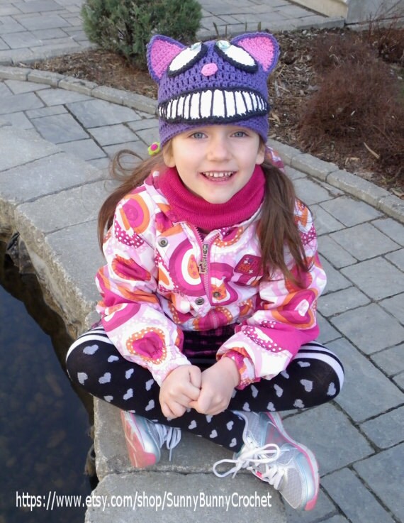 Cheshire Cat Crochet Hat Pattern: Alice in Wonderland Animal Beanie (PDF Pattern)