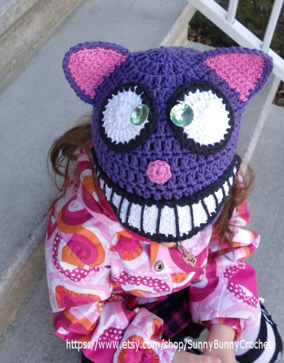 Cheshire Cat Crochet Hat Pattern: Alice in Wonderland Animal Beanie (PDF Pattern)
