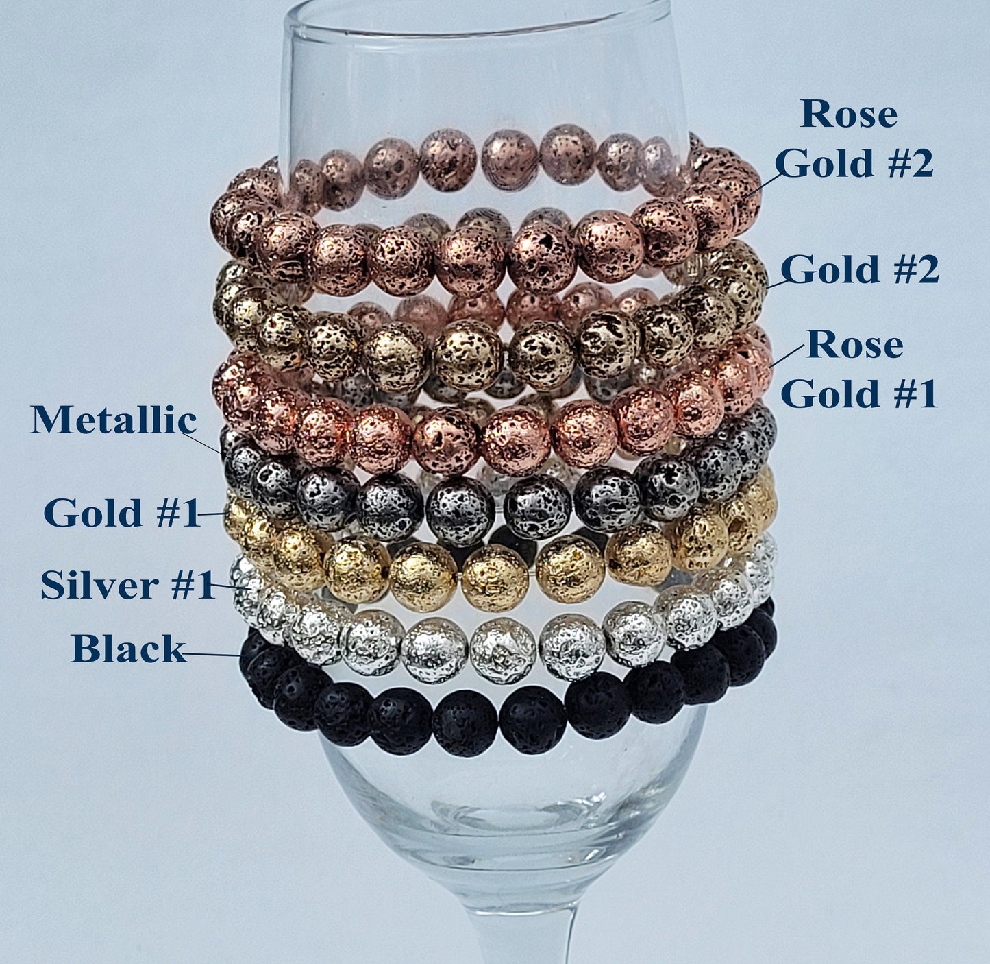 Gold Lava Crystal Stone Beaded Bracelet for men and women, 8mm