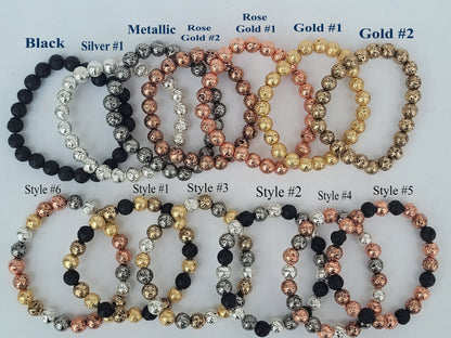 LAVA crystal stone beaded BRACELET made of  100% GENIUNE lava stone beads (from trusted Canadian supplier).  The beads size is 8mm