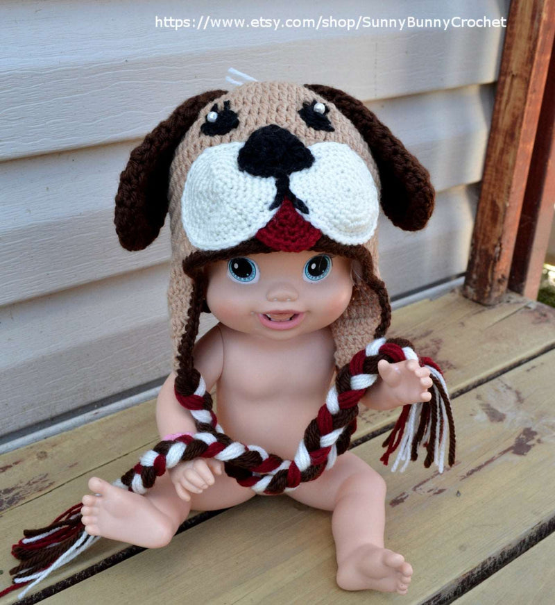 Crochet Hat pattern, Baby Animal Hat, Puppy hat Pattern, Beanie and Earflap Pattern, Newborn Boy Hat, Dog, child crochet pattern, kid,girl