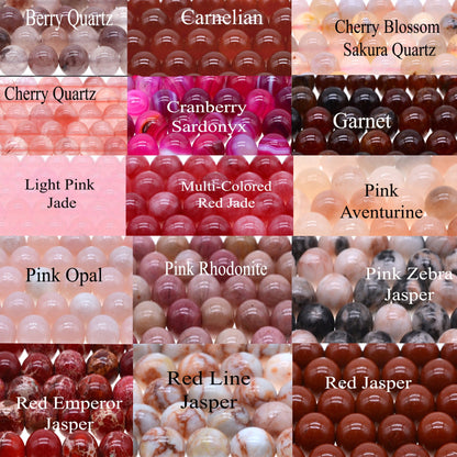 Handmade Gemstone Bracelet: 8mm Round Crystal Beads, Stretchy Healing Bracelet