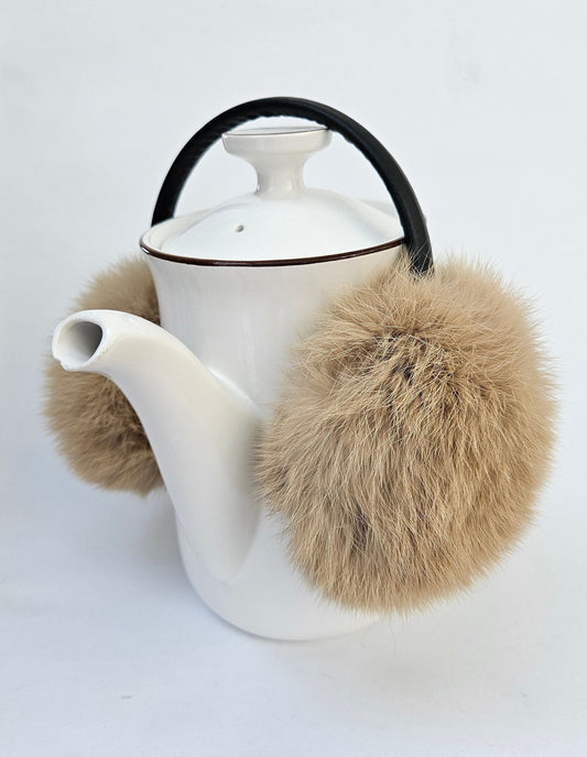 Beige Rabbit Fur Earmuffs – genuine rabbit fur – image 1