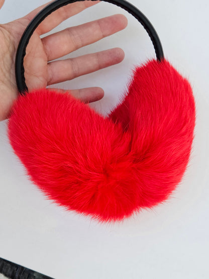 Red Fur Earmuffs, Real Fur Ear Warmer, Girls Earmuffs, Large Ear Muffs, Fluffy Ear Muffs, Earmuffs Women, Rabbit Fur Earmuff, Ear Warmers