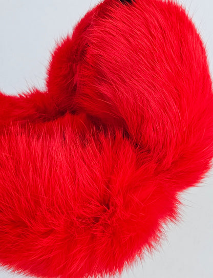 Red Fur Earmuffs, Real Fur Ear Warmer, Girls Earmuffs, Large Ear Muffs, Fluffy Ear Muffs, Earmuffs Women, Rabbit Fur Earmuff, Ear Warmers