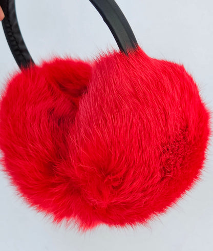 Red Fur Earmuffs, Real Fur Ear Warmer, Girls Earmuffs, Large Ear Muffs, Fluffy Ear Muffs, Earmuffs Women, Rabbit Fur Earmuff, Ear Warmers