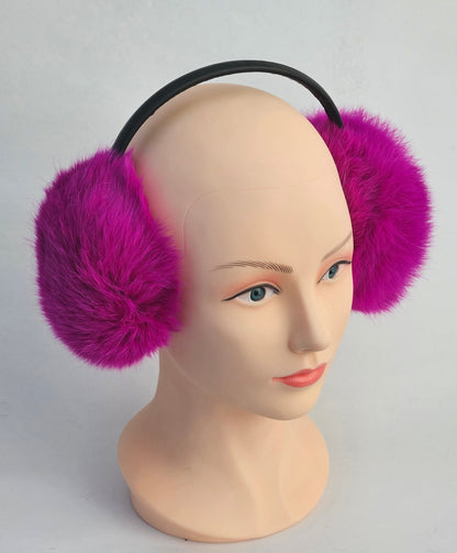 Pink Fur Earmuffs, Real Fur Ear Warmer, Girls Earmuffs, Large Ear Muffs, Fluffy Ear Muffs, Earmuffs Women, Rabbit Fur Earmuff, Ear Warmers