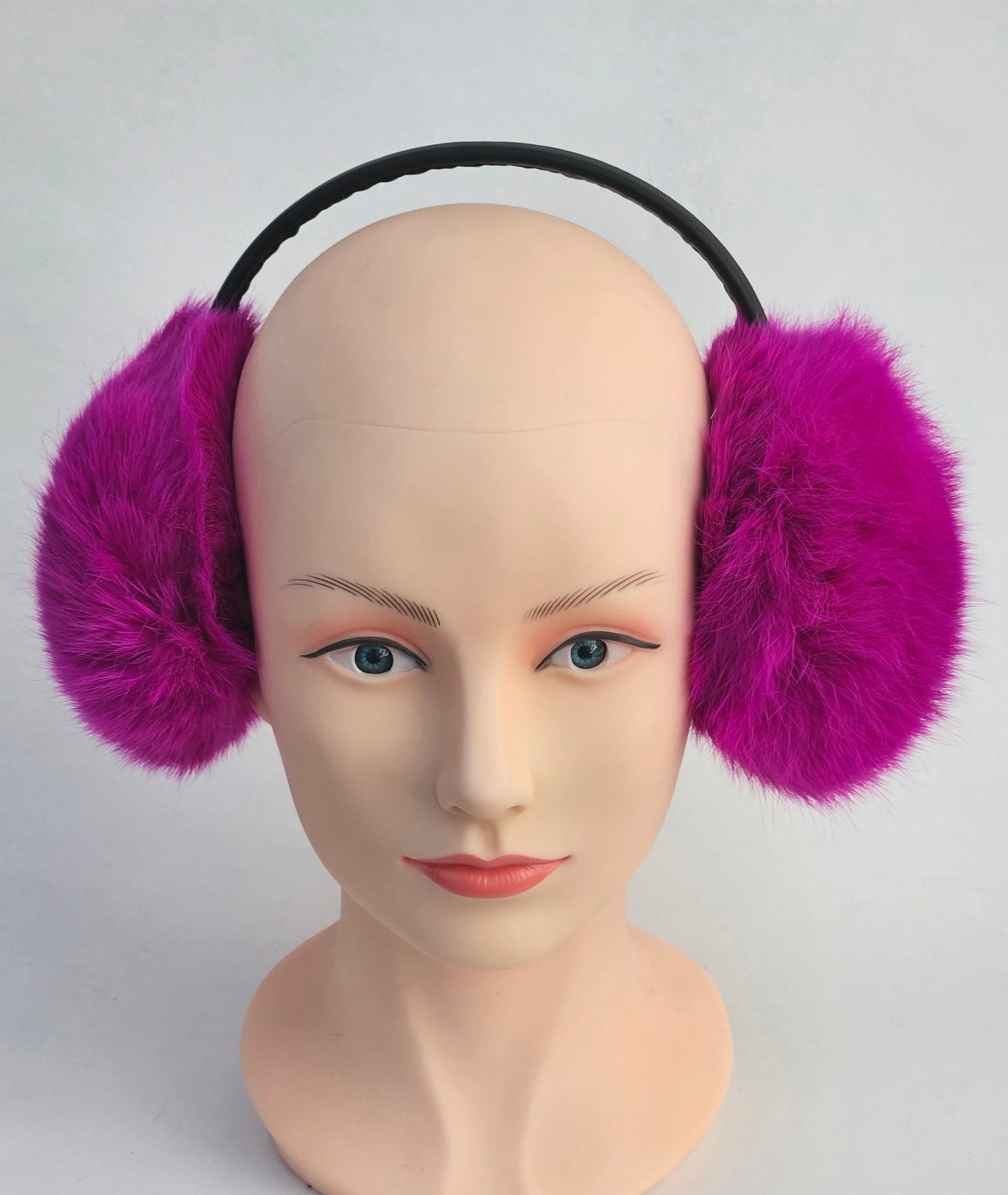 Pink Fur Earmuffs, Real Fur Ear Warmer, Girls Earmuffs, Large Ear Muffs, Fluffy Ear Muffs, Earmuffs Women, Rabbit Fur Earmuff, Ear Warmers