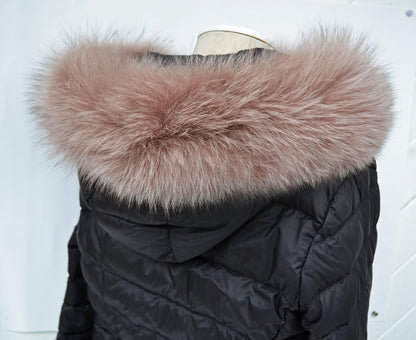 Cappuccino Beige Fur Collar Trim – genuine Arctic fox fur pieces – image 1