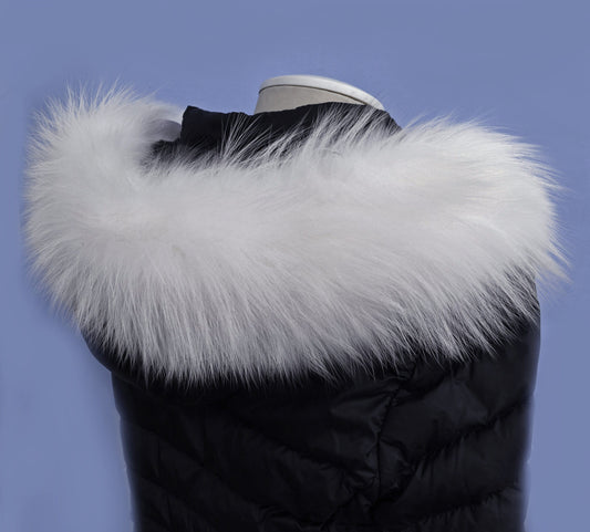 BY ORDER From Pieces! XL Large Full Finnish Real Fox Fur Collar, Fur Trim for Hoodie, Fox Fur Collar, Fur Scarf, Fur Ruff, White Fox