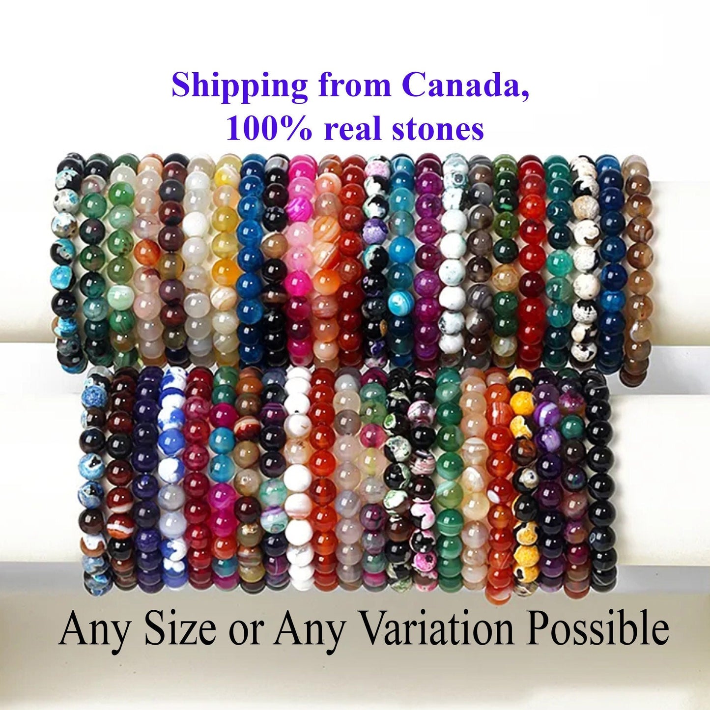Natural Crystal Stone Beaded Bracelets, Gemstone Bracelet 8mm Round Beads, Handmade Men Women Stretchy Bracelet, Healing Crystal Bracelet, Gift. Any size or any variation possible