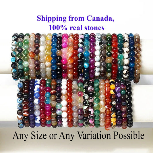 Natural Crystal Stone Beaded Bracelets, Gemstone Bracelet 8mm Round Beads, Handmade Men Women Stretchy Bracelet, Healing Crystal Bracelet, Gift. Any size or any variation possible