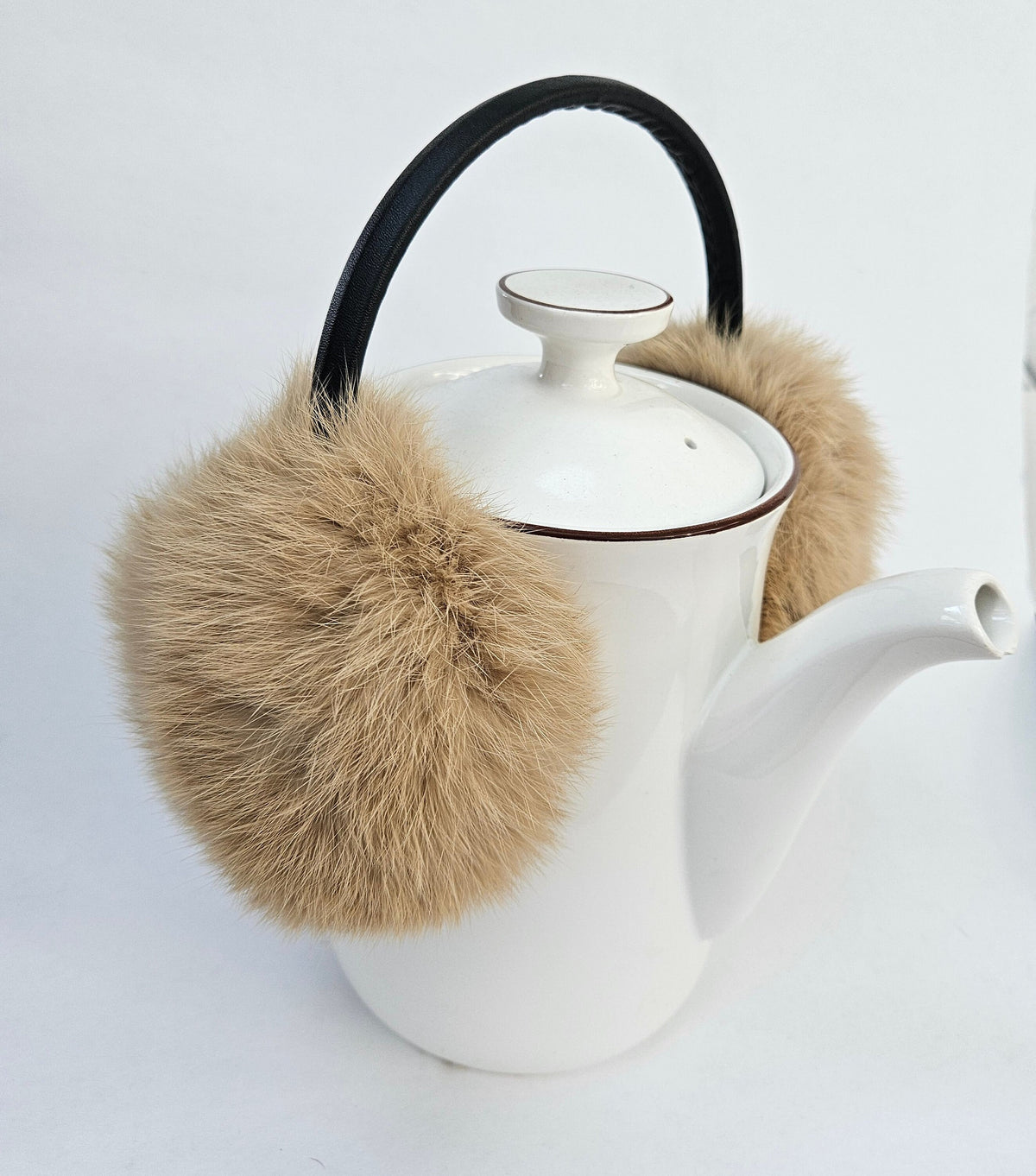 Beige Rabbit Fur Earmuffs – genuine rabbit fur – image 3
