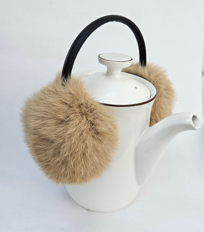 Beige Rabbit Fur Earmuffs – genuine rabbit fur – image 3