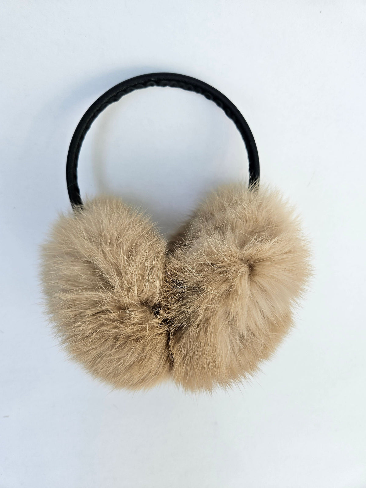 Beige Rabbit Fur Earmuffs – genuine rabbit fur – image 8
