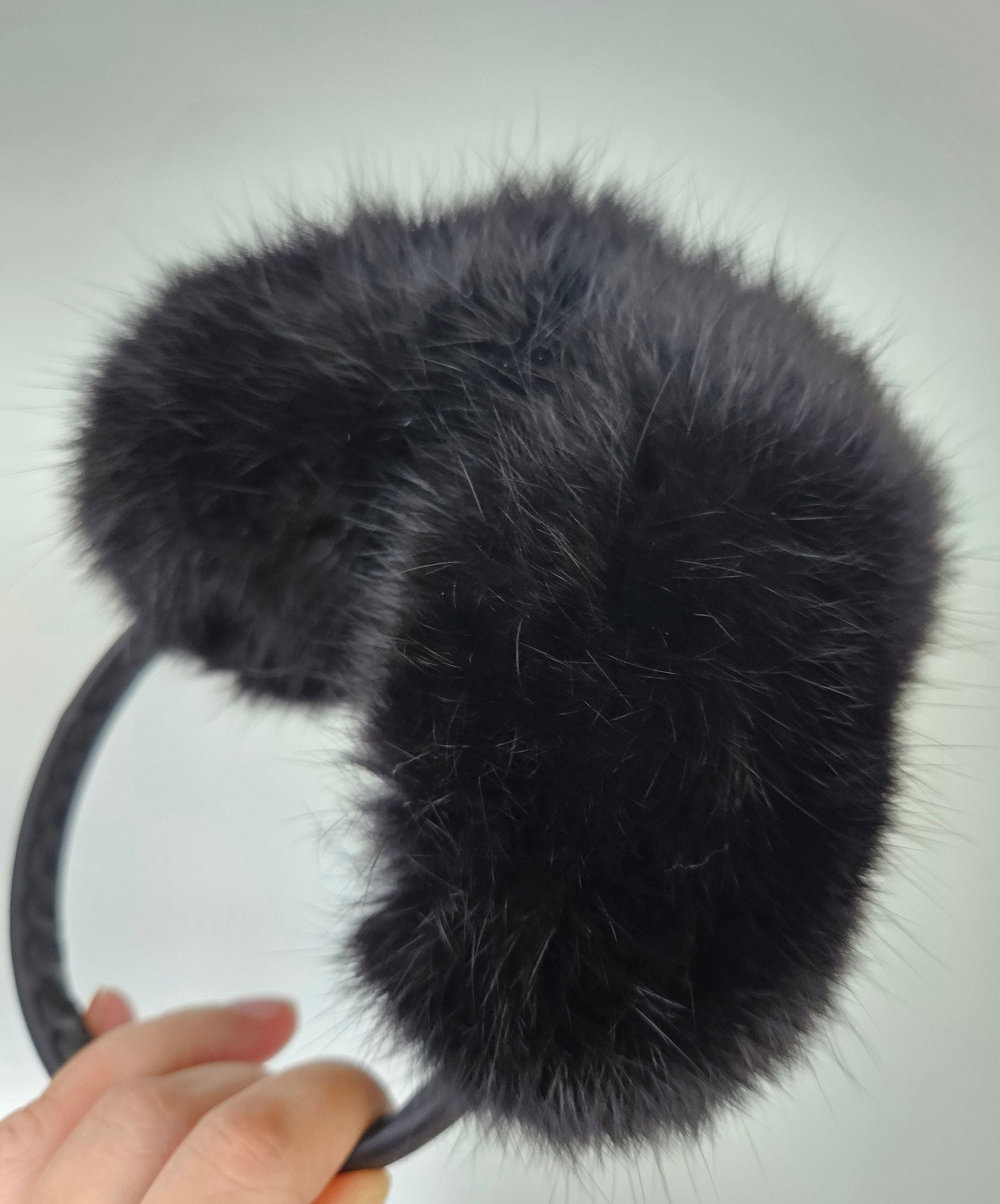 Black Fur Earmuffs, Real Fur Ear Warmer, Girls Earmuffs, Large Ear Muffs, Fluffy Ear Muffs, Earmuffs Women, Rabbit Fur Earmuff, Ear Warmers