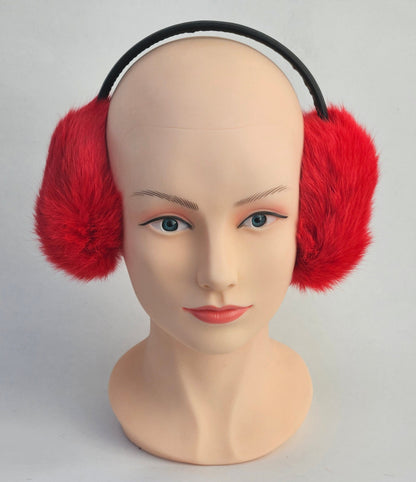 Red Fur Earmuffs, Real Fur Ear Warmer, Girls Earmuffs, Large Ear Muffs, Fluffy Ear Muffs, Earmuffs Women, Rabbit Fur Earmuff, Ear Warmers