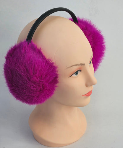 Pink Fur Earmuffs, Real Fur Ear Warmer, Girls Earmuffs, Large Ear Muffs, Fluffy Ear Muffs, Earmuffs Women, Rabbit Fur Earmuff, Ear Warmers