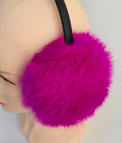 Pink Fur Earmuffs, Real Fur Ear Warmer, Girls Earmuffs, Large Ear Muffs, Fluffy Ear Muffs, Earmuffs Women, Rabbit Fur Earmuff, Ear Warmers