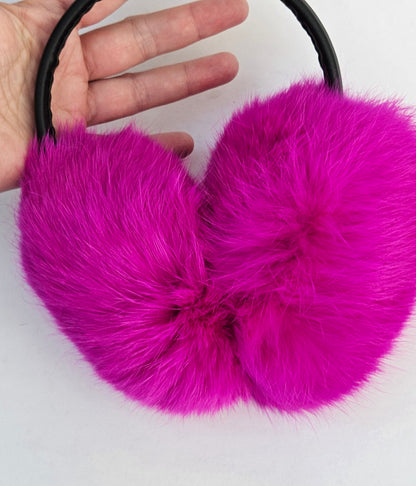 Pink Fur Earmuffs, Real Fur Ear Warmer, Girls Earmuffs, Large Ear Muffs, Fluffy Ear Muffs, Earmuffs Women, Rabbit Fur Earmuff, Ear Warmers