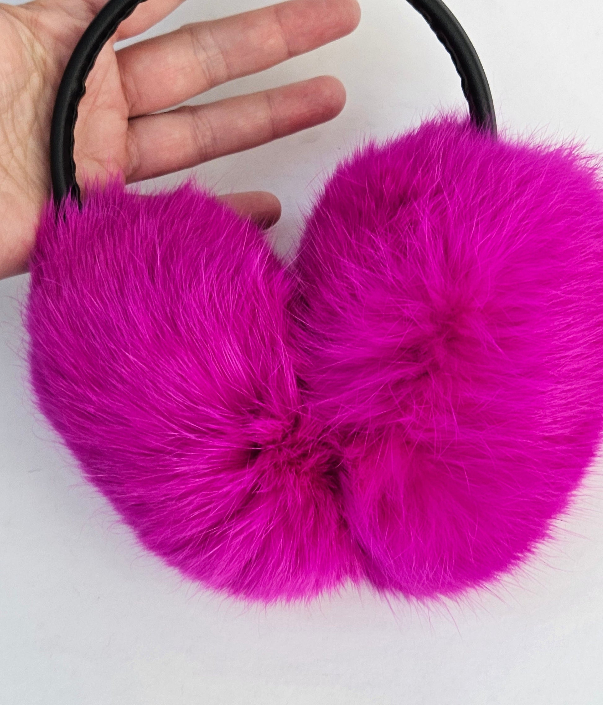 Pink Fur Earmuffs, Real Fur Ear Warmer, Girls Earmuffs, Large Ear Muffs, Fluffy Ear Muffs, Earmuffs Women, Rabbit Fur Earmuff, Ear Warmers