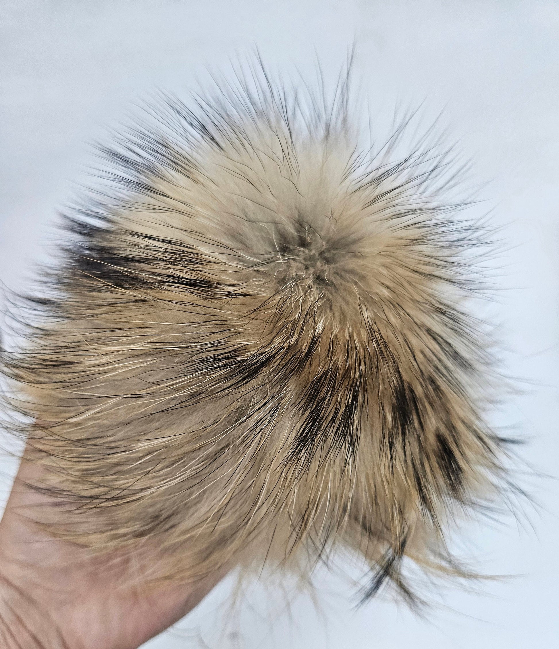 7" LARGE FUR POM Pom! Raccoon Pom Pom for Hat Beanie Tuque Winter Knit Hat Large Pom Pom Puff Fluffy Raccoon Pom Pom Fur Ball Child