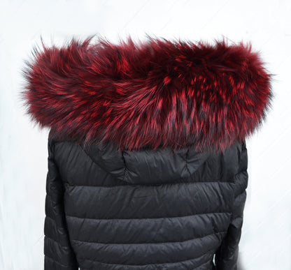 Red Raccoon Fur Collar – genuine Finnish raccoon pelt – image 7