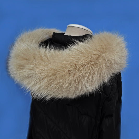 READY to SHIP From Pieces! XL Large Full Finnish Real Fox Fur Collar, Fox Fur Collar, Fur Trim for Hoodie, Fur Scarf, Fur Ruff, Beige Fox