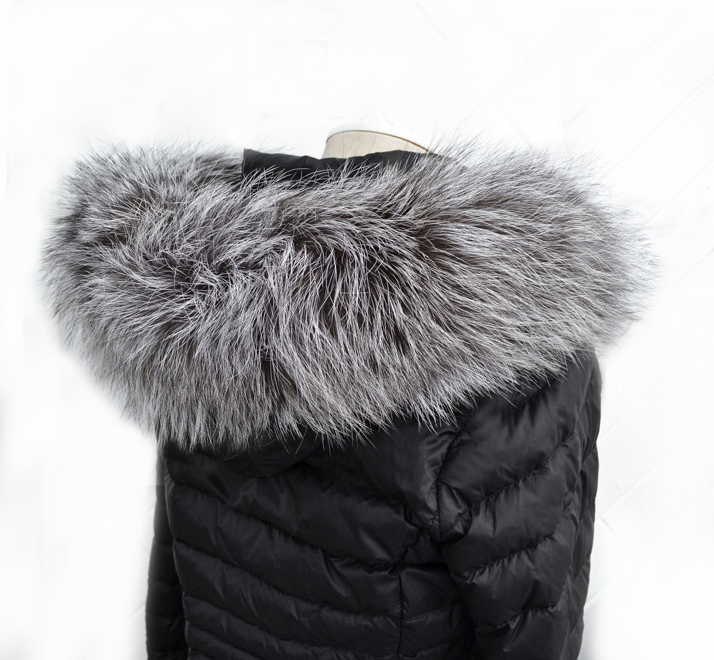 BY ORDER From Pieces! XL Large Full Finnish Silver Fox Fur Collar, Fur Trim for Hoodie, Fox Fur Collar, Fur Scarf, Fur Ruff,  Gray Fur