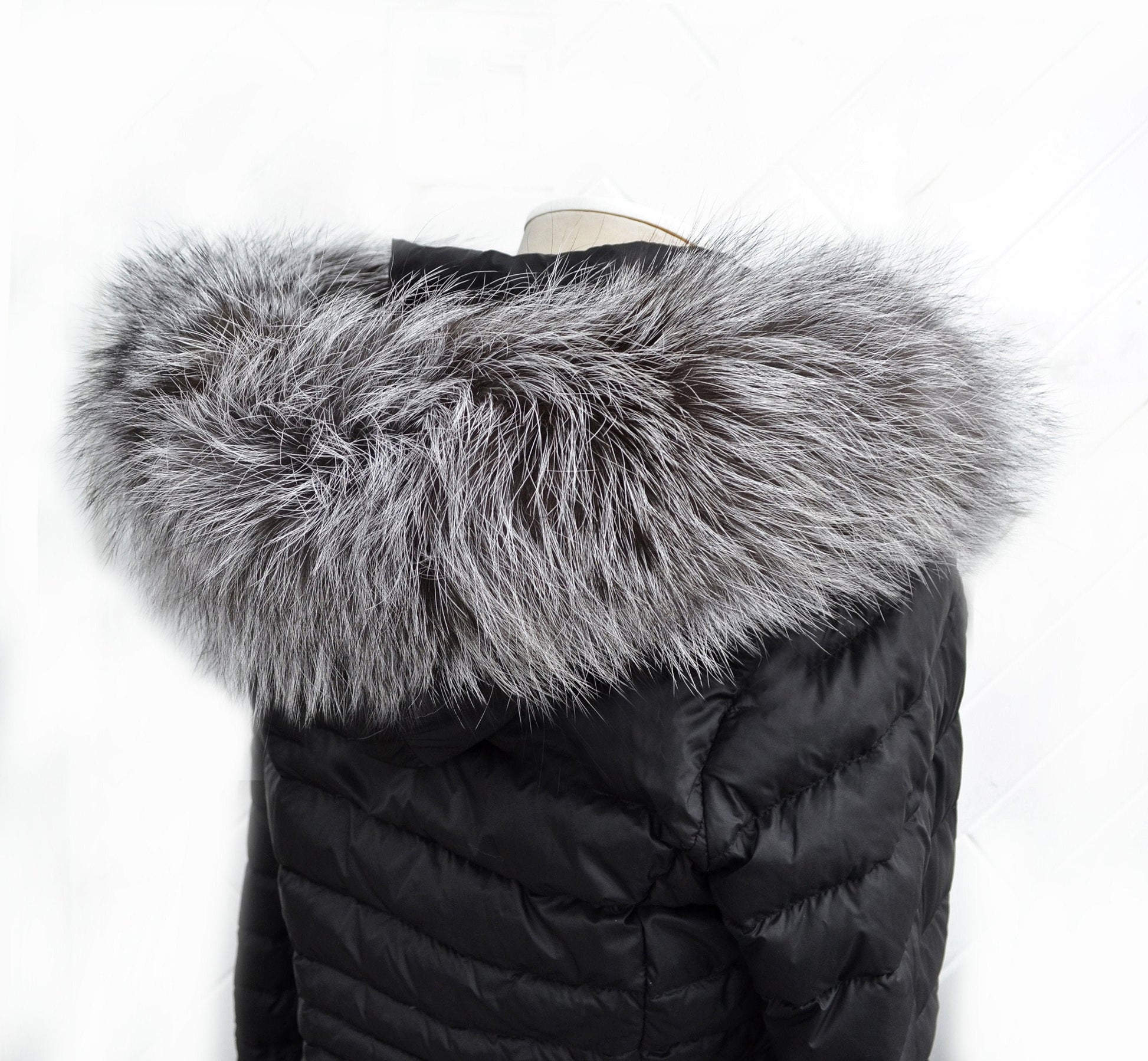 BY ORDER From Pieces! XL Large Full Finnish Silver Fox Fur Collar, Fur Trim for Hoodie, Fox Fur Collar, Fur Scarf, Fur Ruff, Gray Fur
