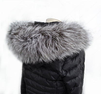 Gray Fox Fur Hood – genuine silver fox fur pieces – image 1
