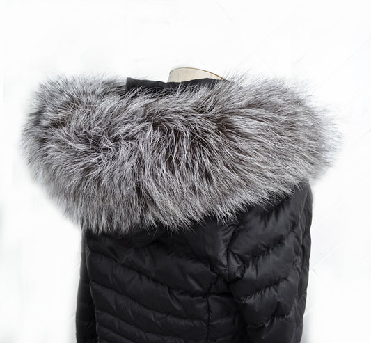 BY ORDER From Pieces! XL Large Full Finnish Silver Fox Fur Collar, Fur Trim for Hoodie, Fox Fur Collar, Fur Scarf, Fur Ruff, Gray Fur