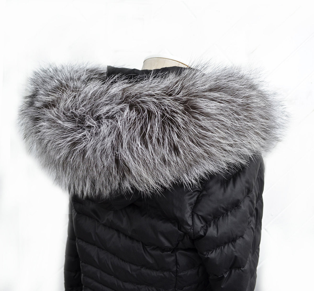 Extra Long Length 41 inch XL Large Full Finnish Silver Fox Fur Collar, Fur Trim for Hoodie, Fox Fur Collar, Scarf, READY to SHIP From Pieces