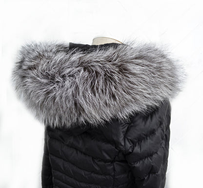 Extra Long Length 41 inch XL Large Full Finnish Silver Fox Fur Collar, Fur Trim for Hoodie, Fox Fur Collar, Scarf, READY to SHIP From Pieces