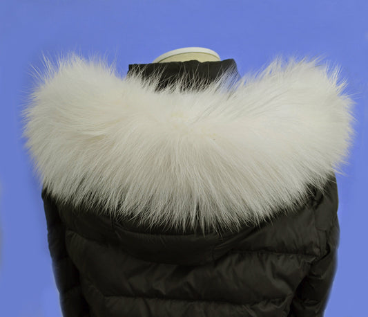 READY to SHIP From Pieces! XL Large Full Finnish Real Fox Fur Collar, Fur Trim for Hoodie, Fox Fur Collar, Fur Scarf, Fur Ruff, Ivory Fox