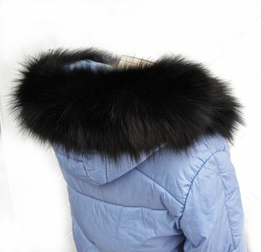 BY ORDER From Pieces! XL Large Full Finnish Real Fox Fur Collar, Fur Trim for Hoodie, Fox Fur Collar, Fur Scarf, Fur Ruff, Black Fox