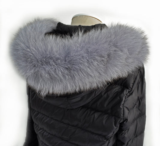 BY ORDER From Pieces! XL Large Full Finnish Real Fox Fur Collar, Fox Fur Collar, Fur Trim for Hoodie, Fur Scarf, Fur Ruff, Gray Fox
