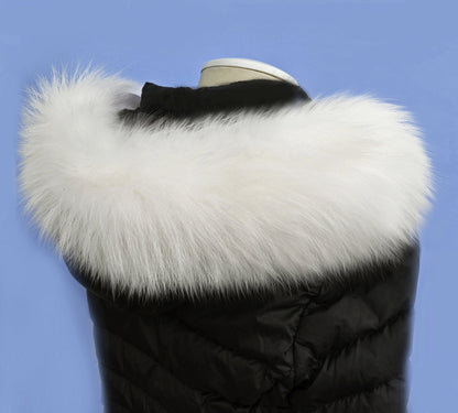 White Fox Fur Hood Trim – Genuine Fox Pelt – Size XL