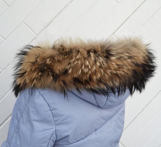 BY ORDER XL Exclusive Real Raccoon Fur Collar, Fur Trim for Hoodie, Raccoon Fur Collar, Fur Scarf, Fur Ruff, Raccoon Fur Hood, Raccoon