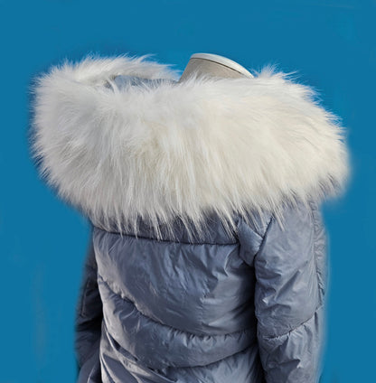 White XL Faux Fur Hood Trim – Extra Wide – 60–80 cm