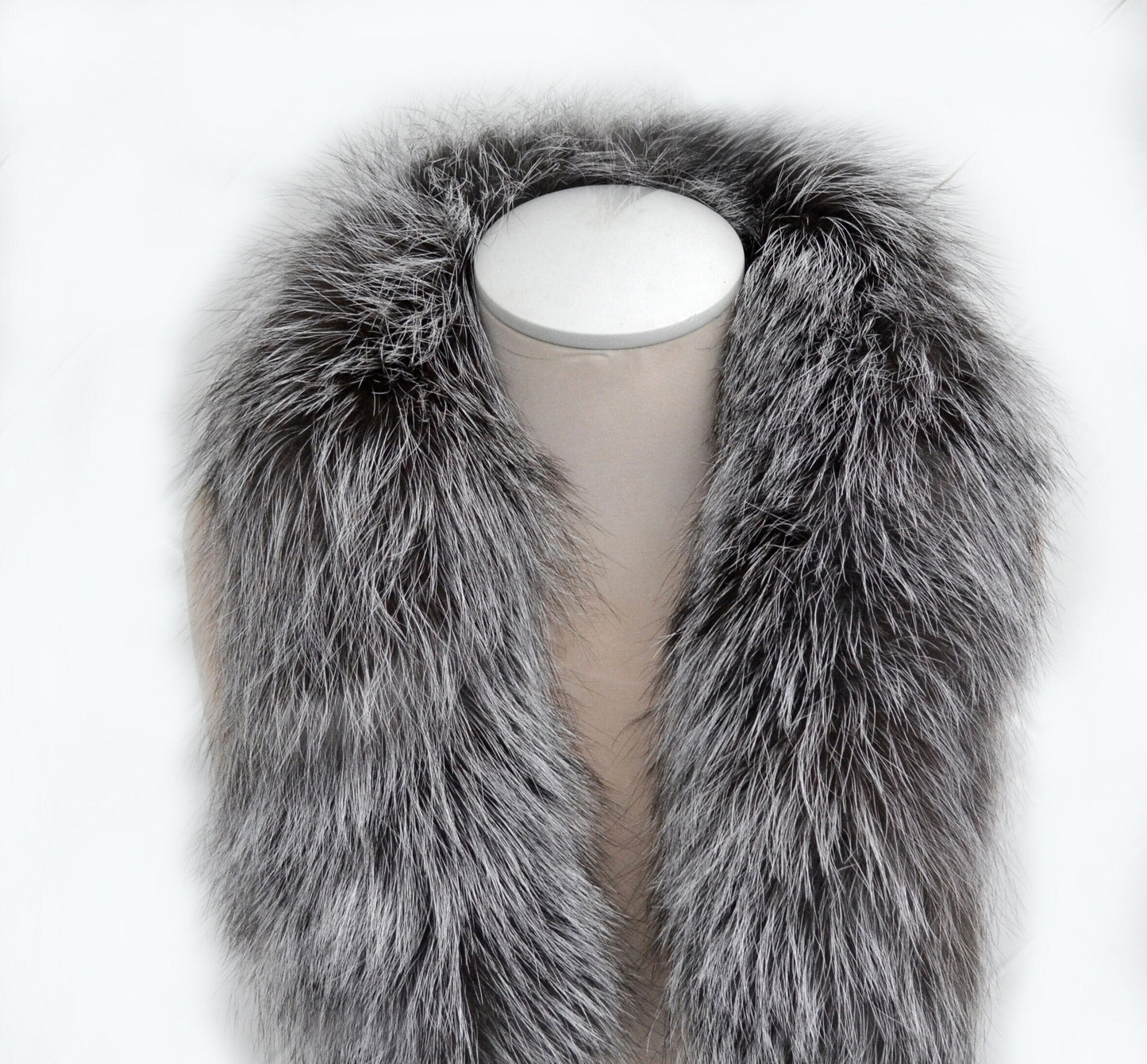 Extra Long Length 41 inch XL Large Full Finnish Silver Fox Fur Collar, Fur Trim for Hoodie, Fox Fur Collar, Scarf, READY to SHIP From Pieces