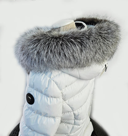 Silver Arctic fox fur hood trim cut from genuine Arctic fox pelt – size XL – view 5
