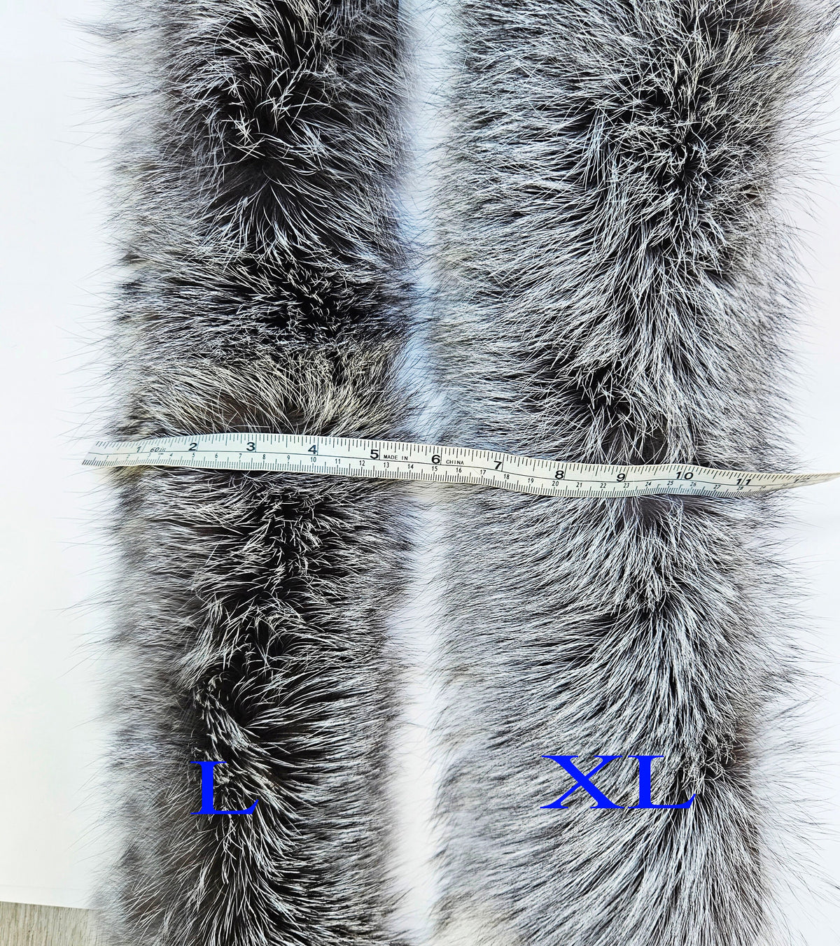 Silver Arctic fox fur hood trim cut from genuine Arctic fox pelt – size XL – view 7